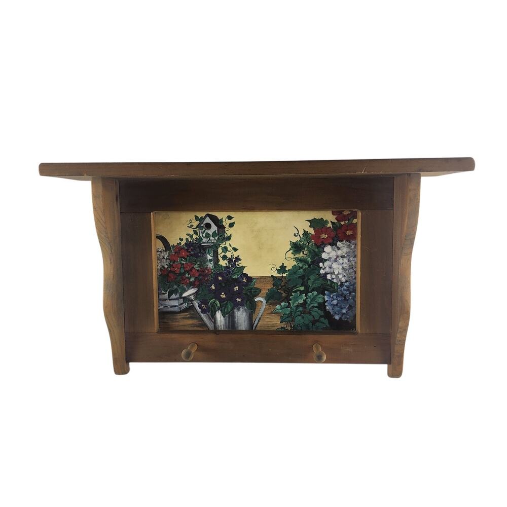 Wooden Shelf Still Life Garden Scene 2-Hanging Hocks Vintage